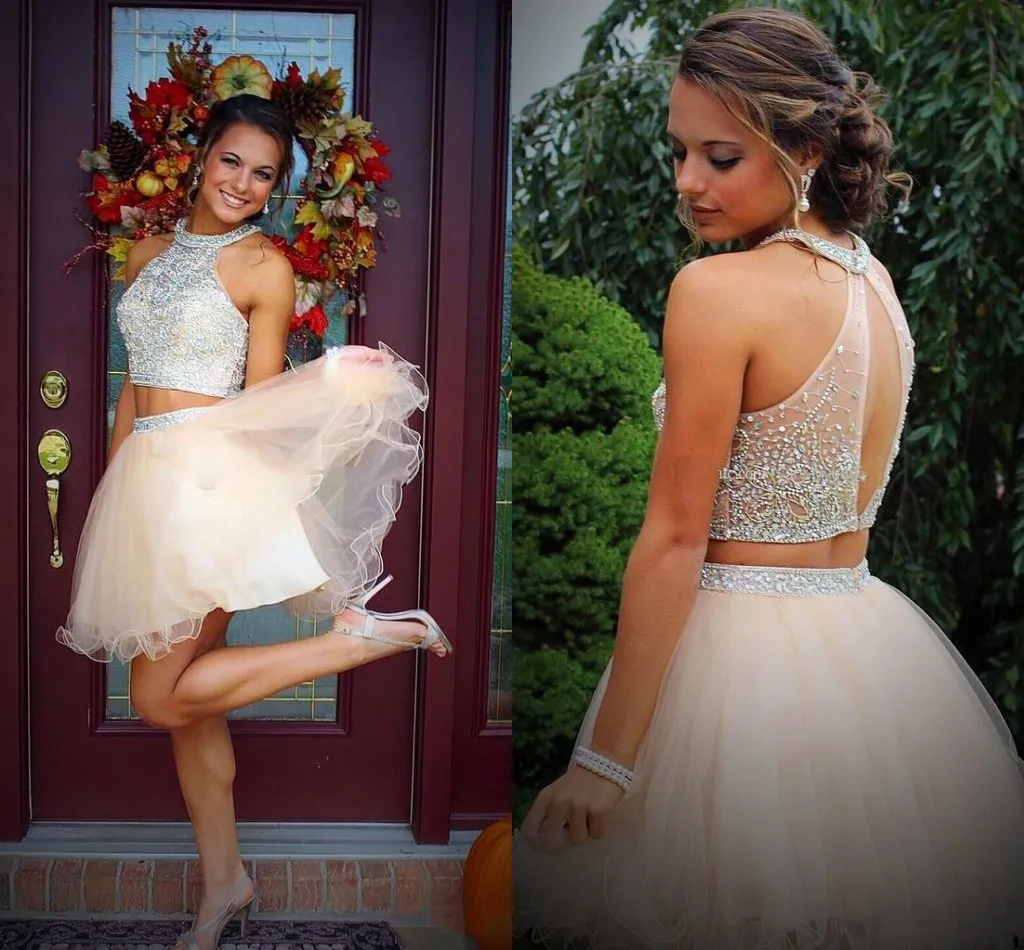 Sparkling Halter Sparkly Homecoming Dresses Short With Crystals