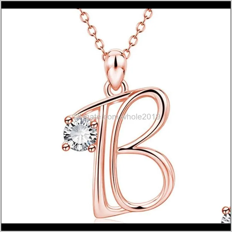sainio charm a-z letter cubic zirconia necklace pendant creative alphabet rose gold necklace for women long chain jewelry1