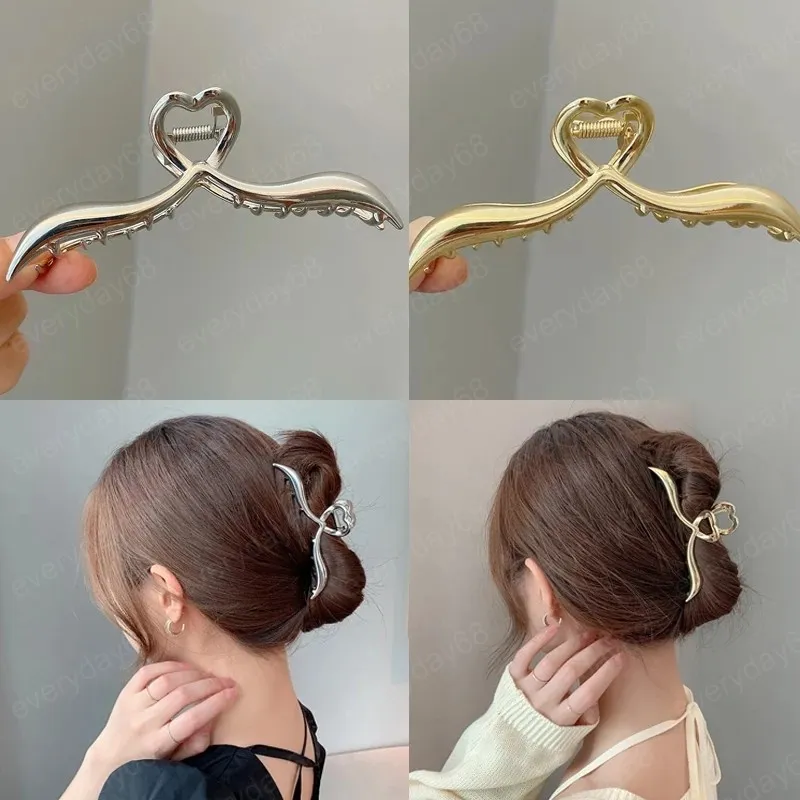 Koreański Elegancka Metalowe Włosy Clamps Do Kobiet Geometryczne Vintage Klips Włosów Prosta Miłość Krzyż Opaska Heatpin Moda Akcesoria do włosów