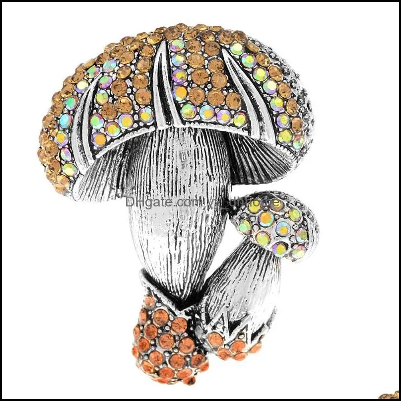 Pins, Brooches CINDY XIANG Rhinestone Double Mushrooms For Women And Men Vintage Vegetables Plant Cute Creative Brooch Pin Jewelry