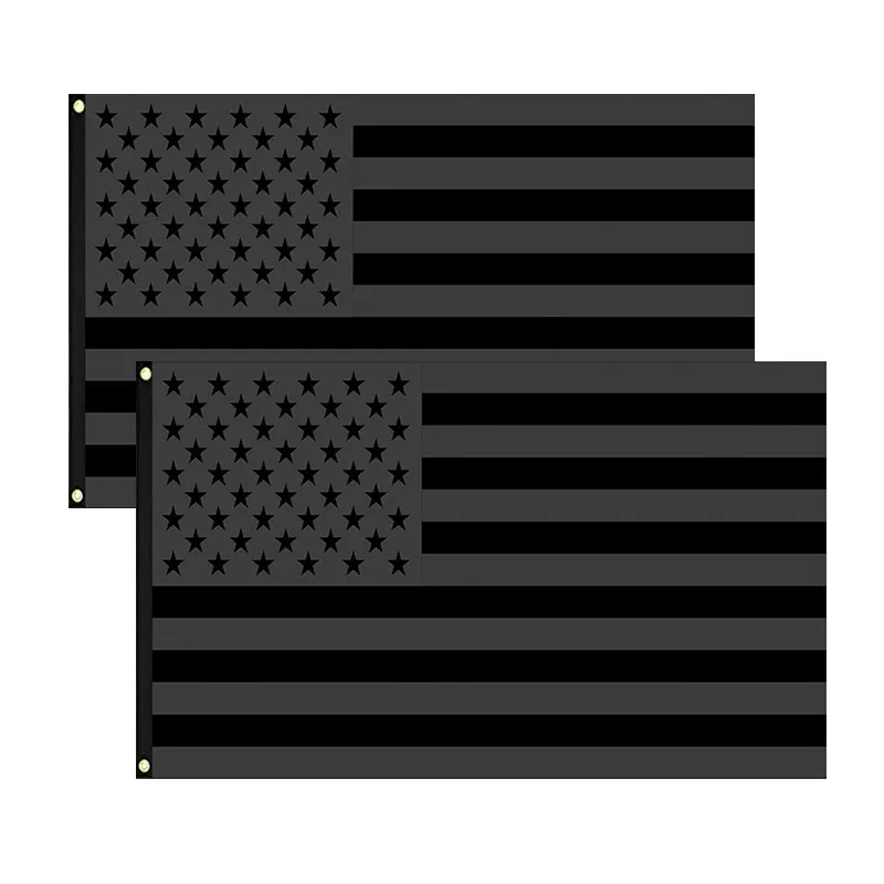 JY0715 All Black American Flags 3x5 Ft Polyester With 2 Metal