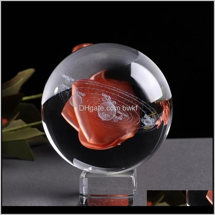 6cm laser engraved solar system ball 3d miniature planets model sphere glass globe ornament home decor gift