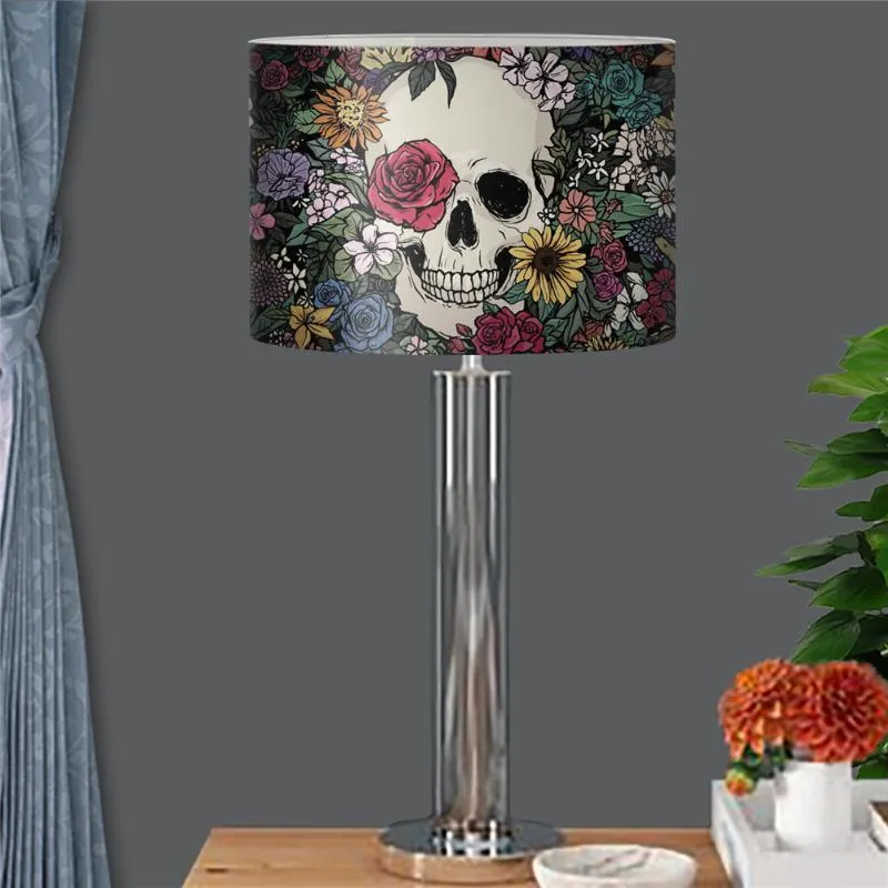 Lampa täcker nyanser tre storlek lampskärmshade skalle ros blommig design heminredning sovrum vardagsrum skrivbord modern mode nyans för tonåring