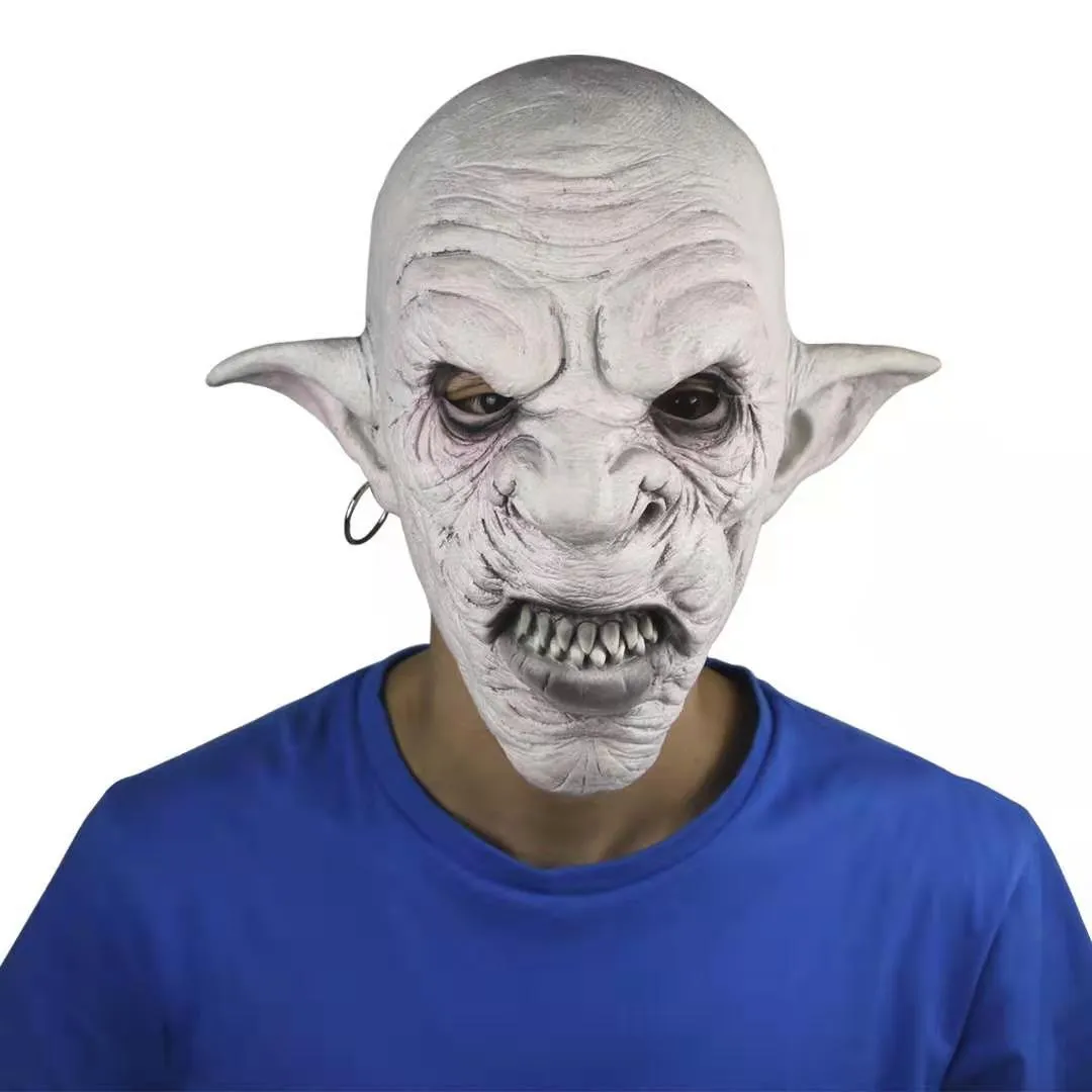 Halloween Party Latex Goblins Horror Masks with Earrings Halloween Men Scary Mask Cosplay Costume Props