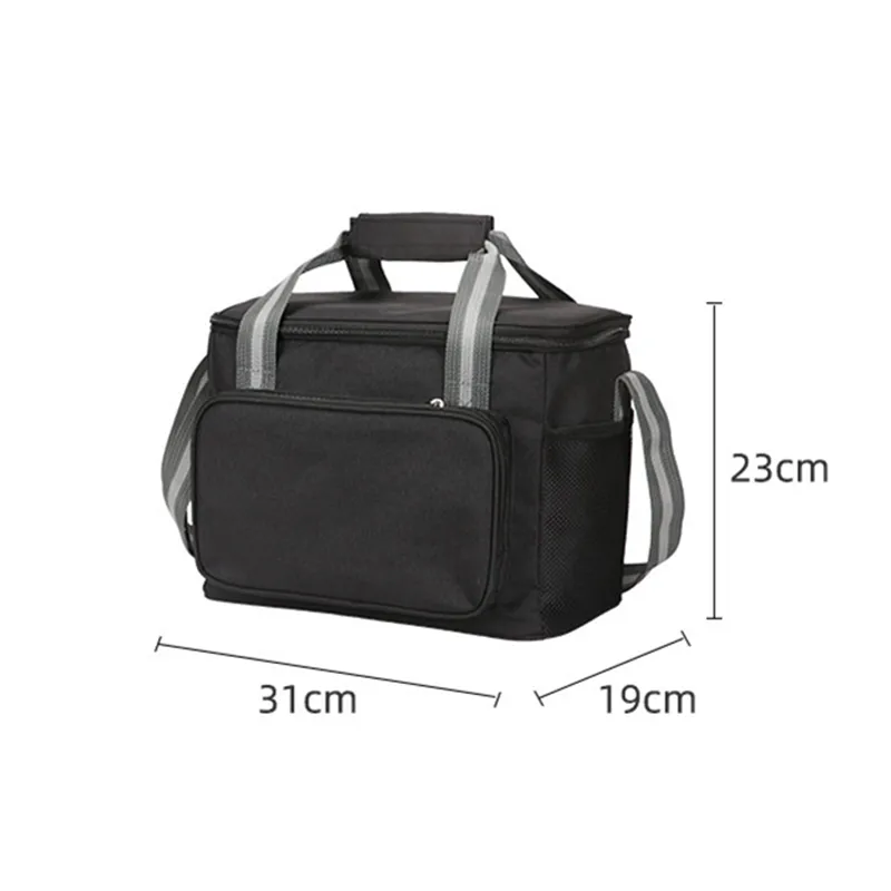 Grey Oxford Large Lunch Bag for Men Insulated Ice Cooling Tote Cold Insulation Water Leakage Proof Reusable Adults Travel Outdoor Work Hiking Picnic Food Container