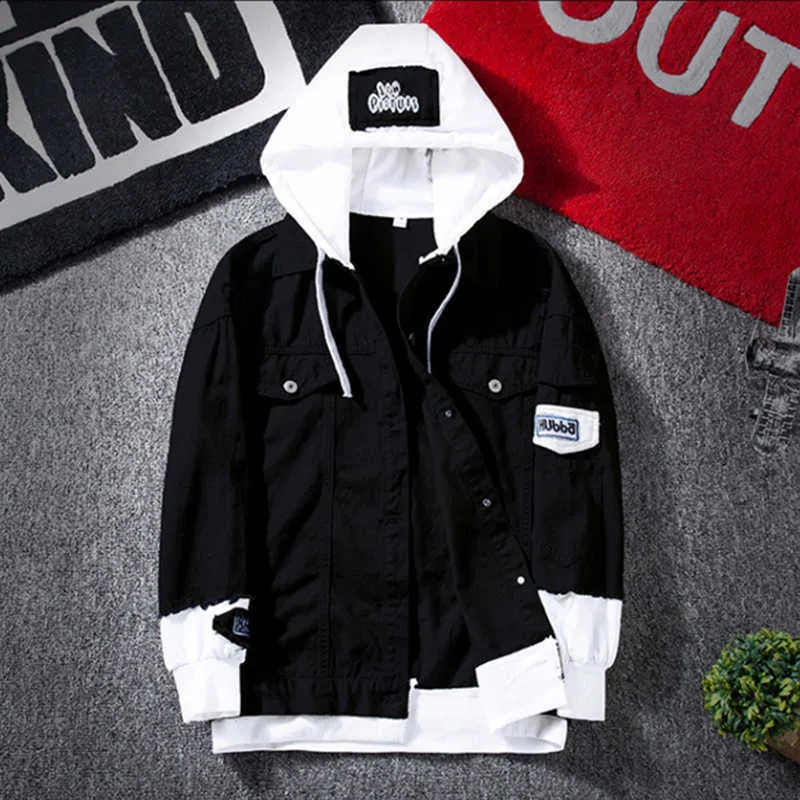 Mens black hooded denim jacket online