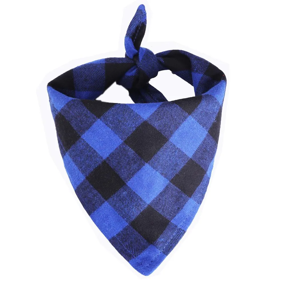 Dog Bandana Christmas Plaid Single Layer Pet Scarf Triangle Bibs Kerchief Pets Accessories Bibs for Small Medium Large Dogs Xmas Gifts