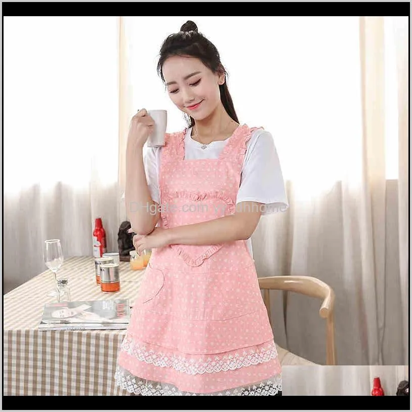 Apron Cute Home Kitchen Cooking Baking Antifouling Work Wear Accessories Coffee Shop Overall Tmdnx Dafup