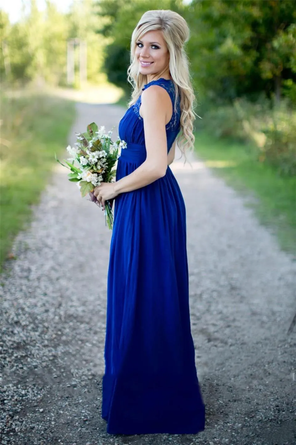 Royal Blue Bridesmaid Dresses Amazon Spaghetti Straps Ruched Long Dress  With Ribbons Royal Blue Royal Blue