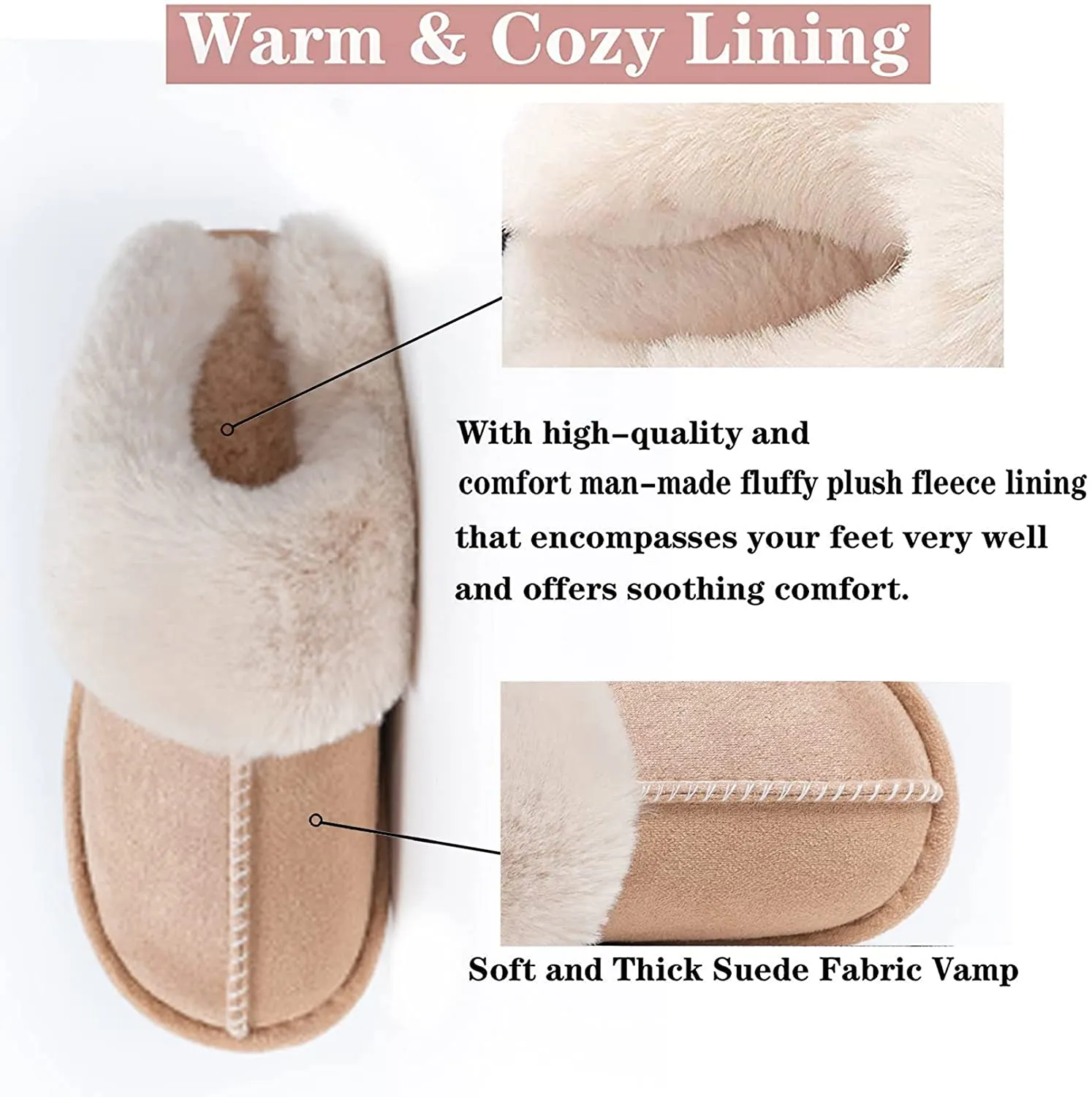 House Shoes Slippers Memory Foam Fluffy Fur Soft Warm Indoor Outdoor Winter New Womens