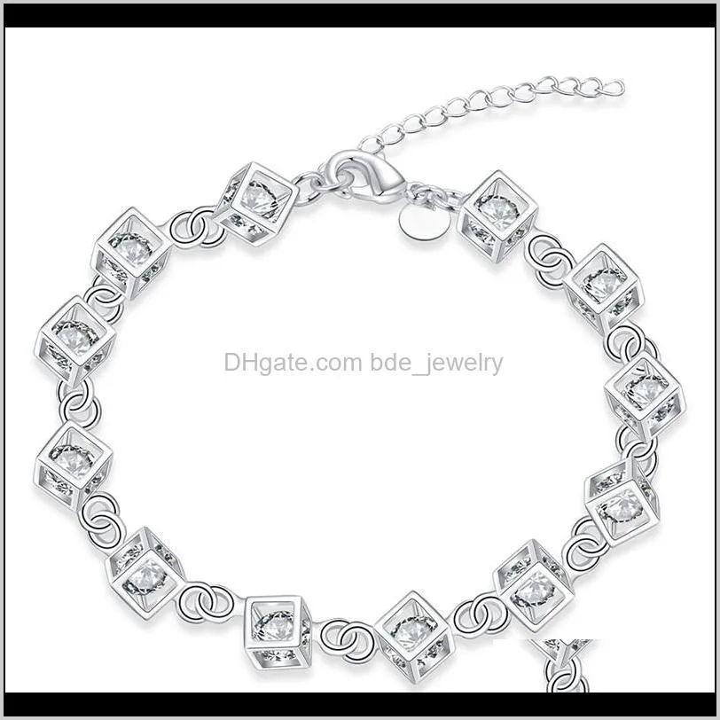 fashion jewelry 925 silver crystal charm bracelet women top quality christmas gift 10pcs / lot