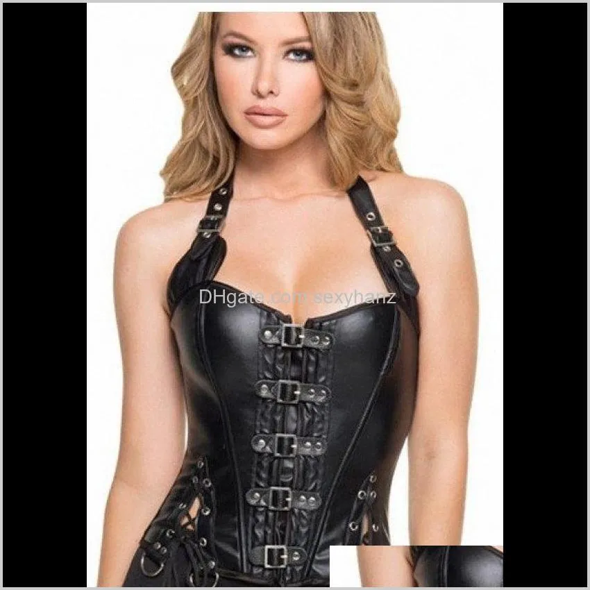 Bustiers & Womens Underwear Apparel Drop Delivery 2021 Steampunk Corset Women Sexy Neck Strap Coffee Black Gothic Corsets And Bustier Overbus