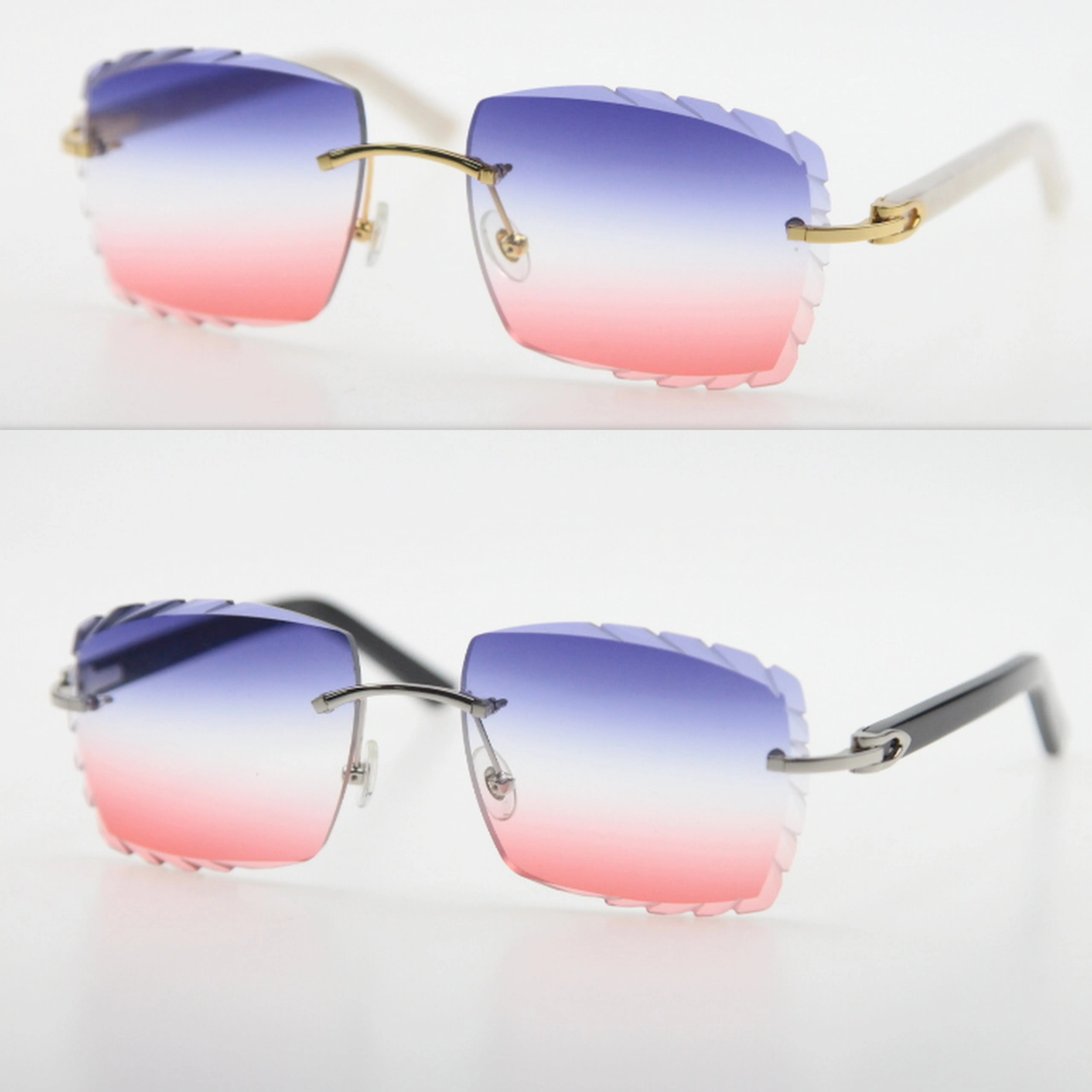 ユニセックスリムレスプランクメンメンサングラス18Kゴールド大四角いサングラスフレーム女性用c装飾AZTEC ARMS Eyeglasses Brown UV400レンズ