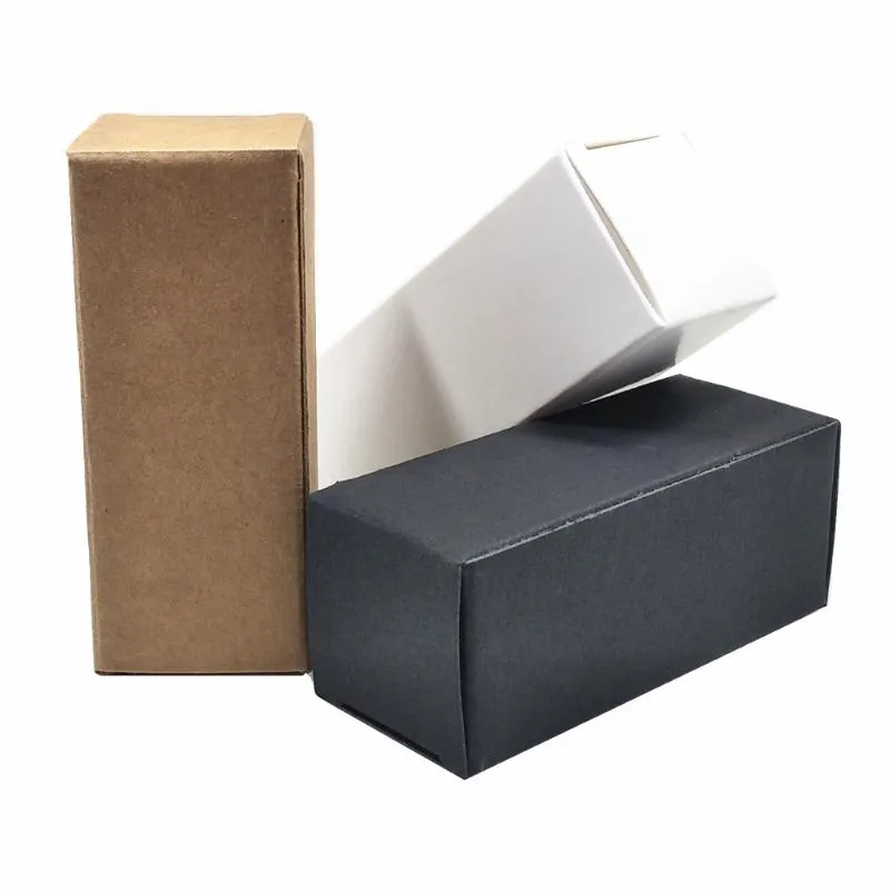 50st / mycket brun svart vit kraftpapper DIY Fällbar presentförpackning Box PaperCard Carton för läppstift Essential Oil Perfume Wrap