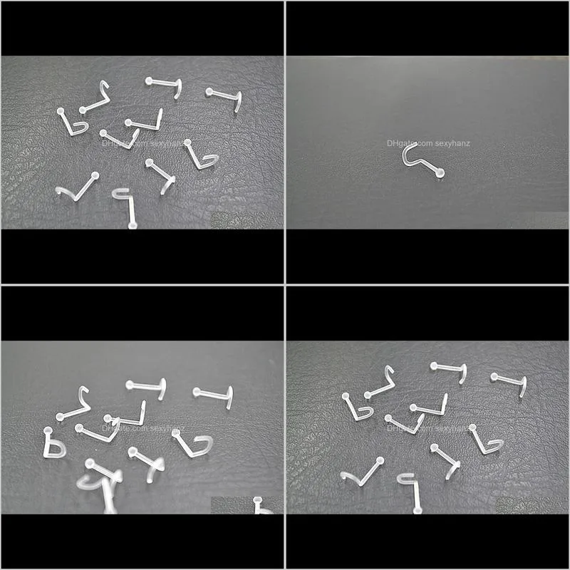 anti-allergic bioplastic body jewelry nose screw invisible clear nose stud mixed colors body piercing jewelry