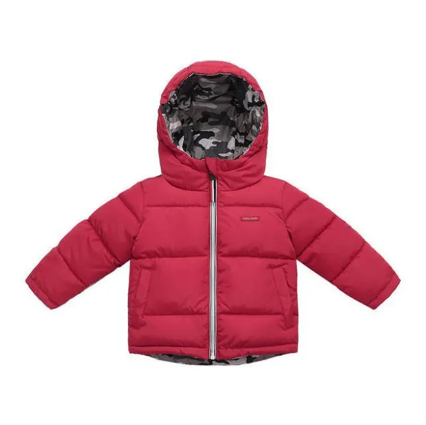 Doppelseitige Abnutzung Jungen Mädchen Tarnung Daunenmantel Gepolsterte Jacke Kinder Kapuze Parka Mäntel Herbst Winter verdicken warme Kinder Jacken Kind Oberbekleidung