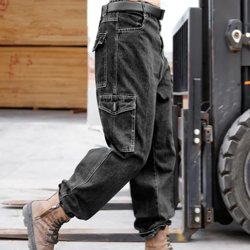 Moda Hombres Pantalones Vaqueros Sueltos Pantalones De Trabajo Ocasionales  Pantalones De Algodón Hip Hop Ropa De Hombre De Bolsillo Grande De 26,79 €