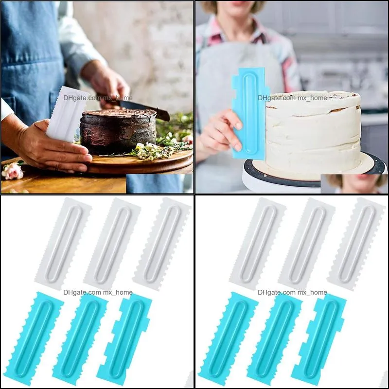 6-Piece Cake Scraper, Decorative Comb Plastic Sawtooth Scraper Polishing Kitchen Baking Mold DIY Tool Rolling Pins & Pastry Boards