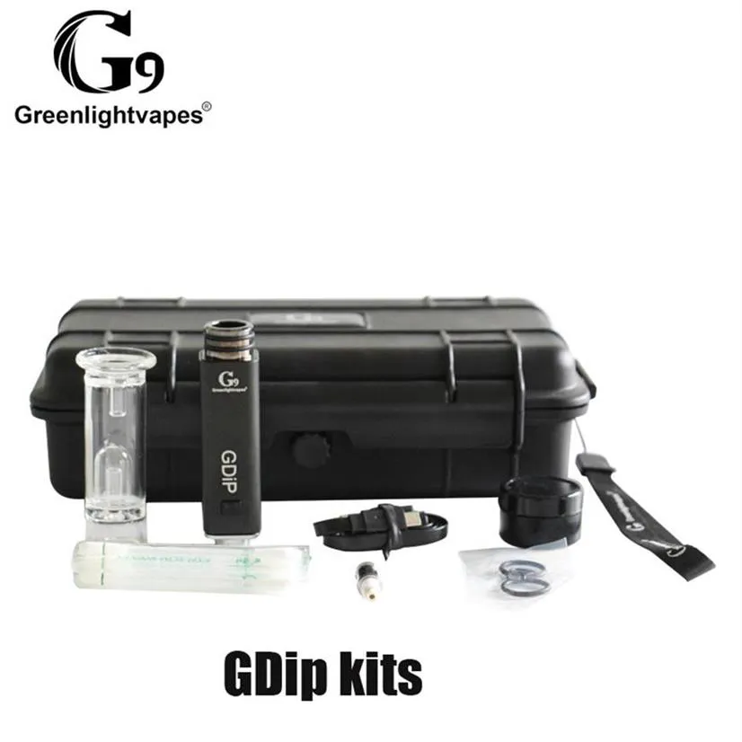 100% original G9 Greenlightvapes GDIP Kit Kit de cire DAP Pen 1000mAh Protection de la batterie et de la surchauffe avec 2 conseils à propulsion W2 W3 authennea41A18