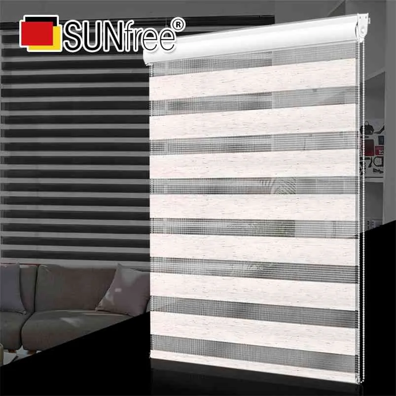 Big Valance System Zebra Blinds Aangepaste Maat 85% Shading Rate Day Night Joulds voor Office / Woonkamer / Slaapkamer 210722