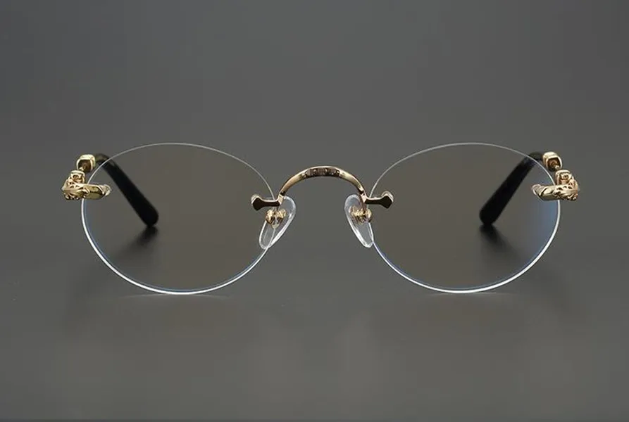 Luxury RetroVintage Round Rimless Silver Frames Ultralight Luxury RetroVintage Round Rimless Silver Frames Ultralight