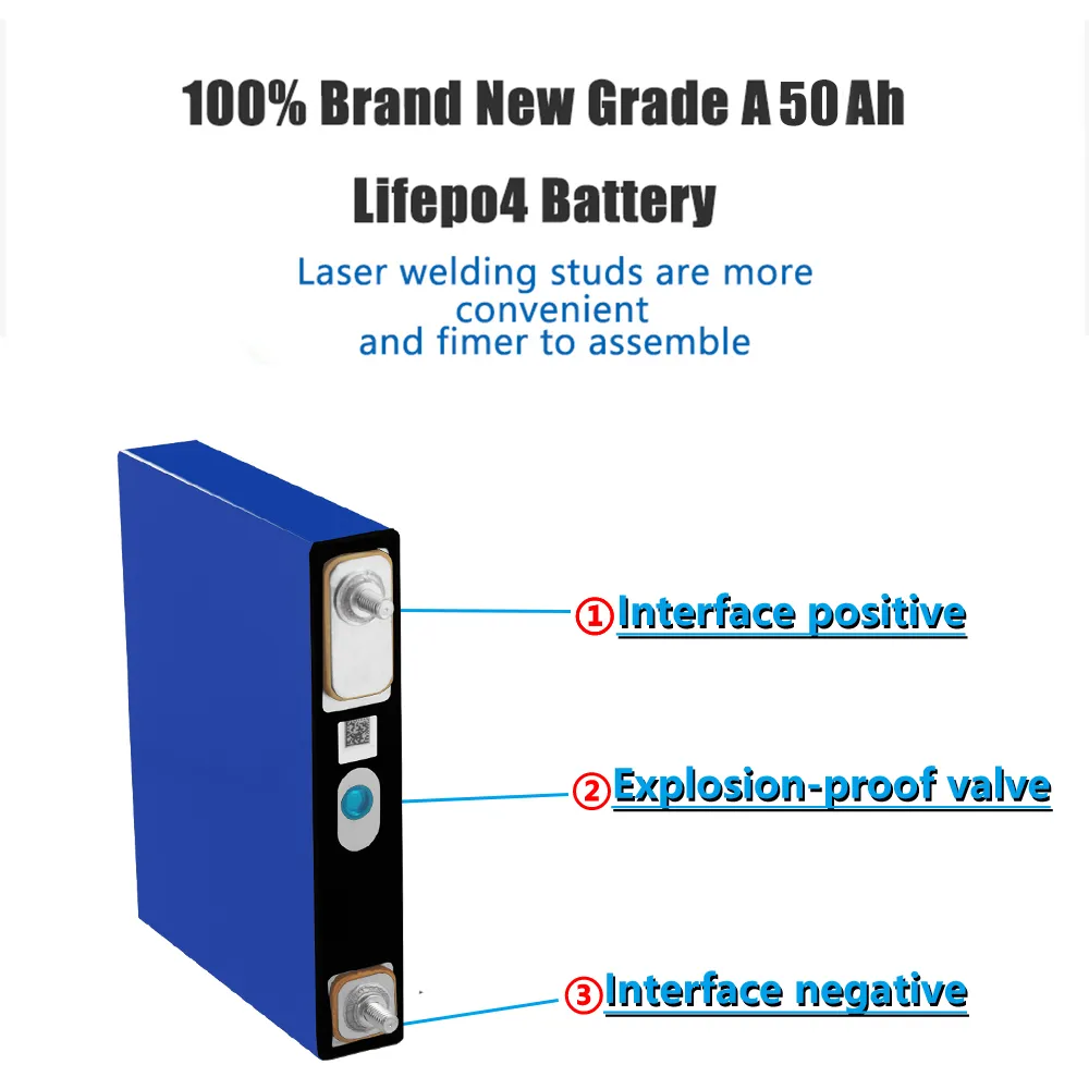 LiitoKala Brand New 3.2v 50ah LiFePO4 Cell Battery High 3C 150A Discharge Current For DIY 12v Ebike Car Boat Start Solar RV Solar