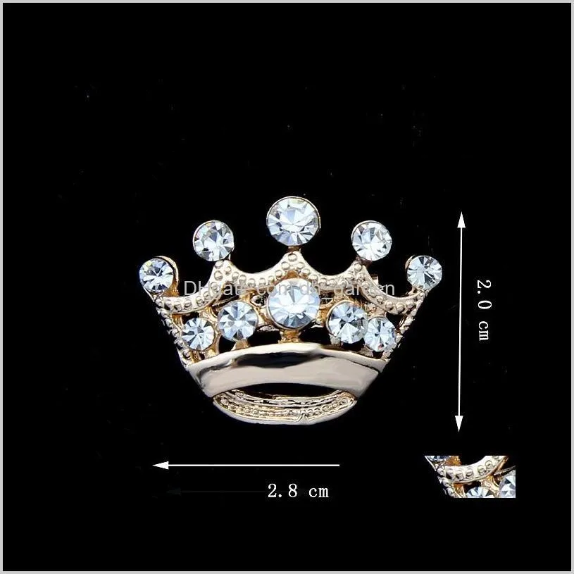 fashion silver tone clear crystal crown brooch man women rhinestone diamante pins wedding jewelry brooches corsage breastpin