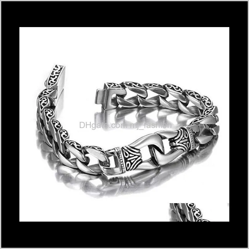 fashion new stainless steel charm bracelet men vintage totem mens bracelets 2018 cool male jewelry wristband jewellery