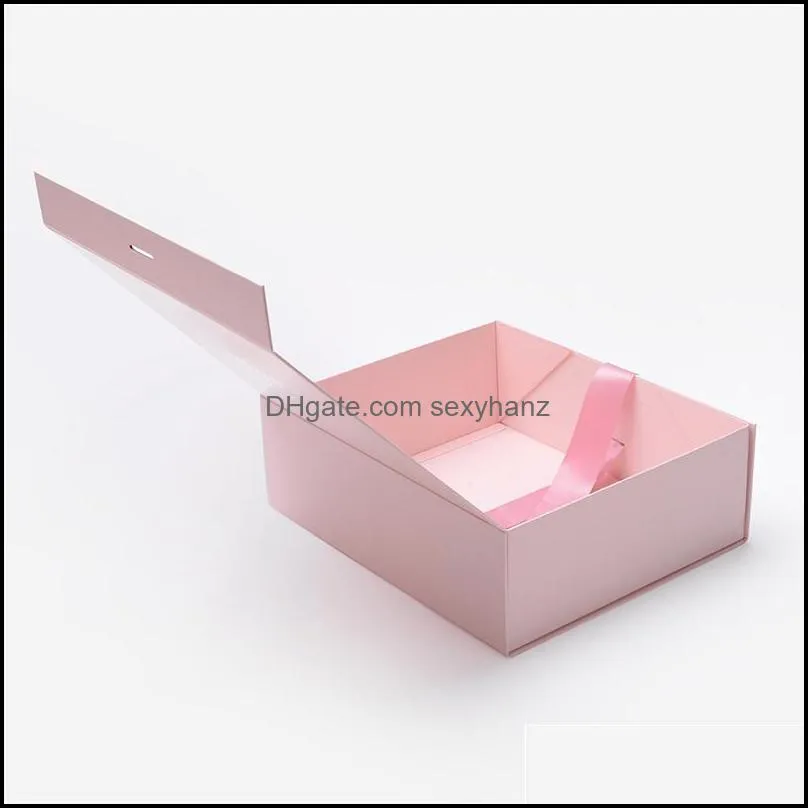 Jewelry Pouches, Bags Wholesale 600pcs/lot Pink Custom Logo Printed Magnet Foldable Gift Packaging Boxes Paper Box