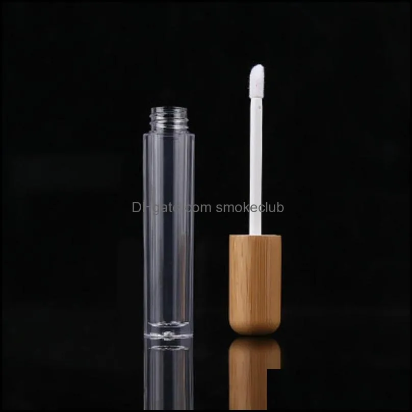 new5ml Vintage Bamboo Lip Gloss packing bottle refillable Lips Balm Tube empty Cosmetic Container Packaging Lipbrush DIY Tubes EWF7503