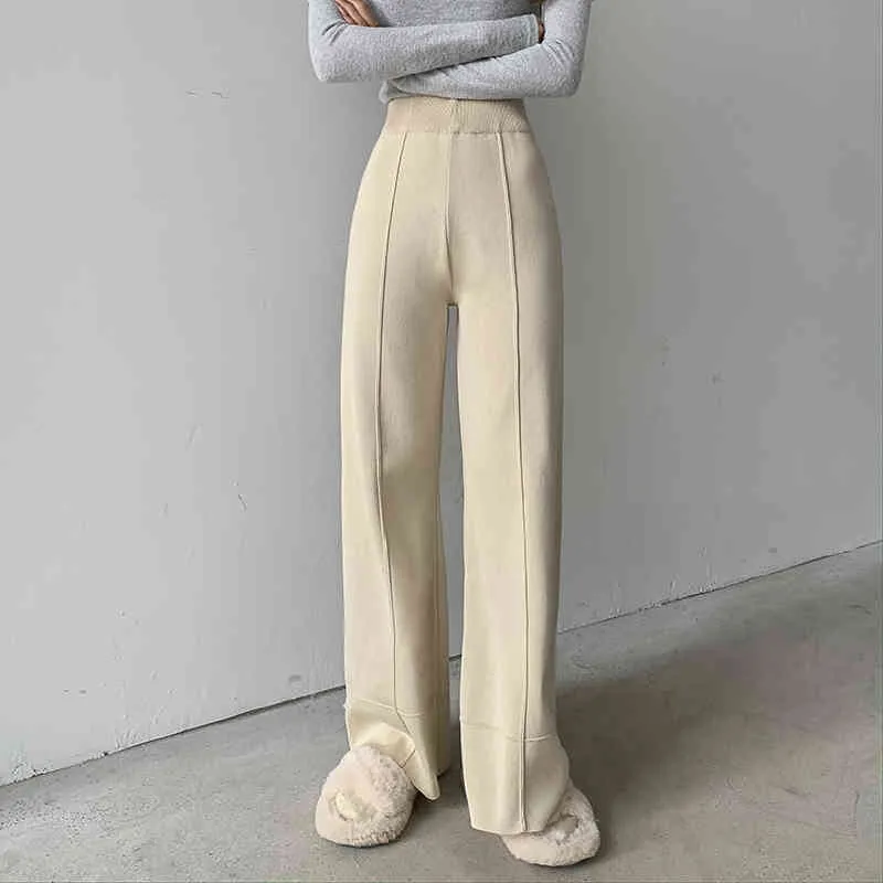 Korean Style Knitted High Waist Pantalones Strech Para Mujeres For Women  Straight Style For Spring And Autumn 19657 From Bai02, $18.7