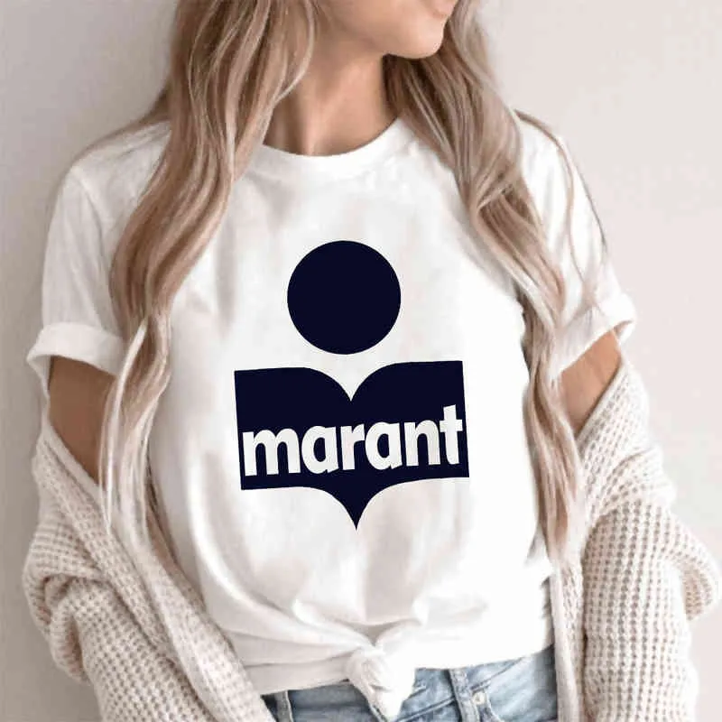 Projektant 2024 francuska T-shirt Marant Femme Wysokiej jakości luksusowy bawełniany harajuku haft haftowy t koszula o-drock causal tshirts moda luźna koszulka 546