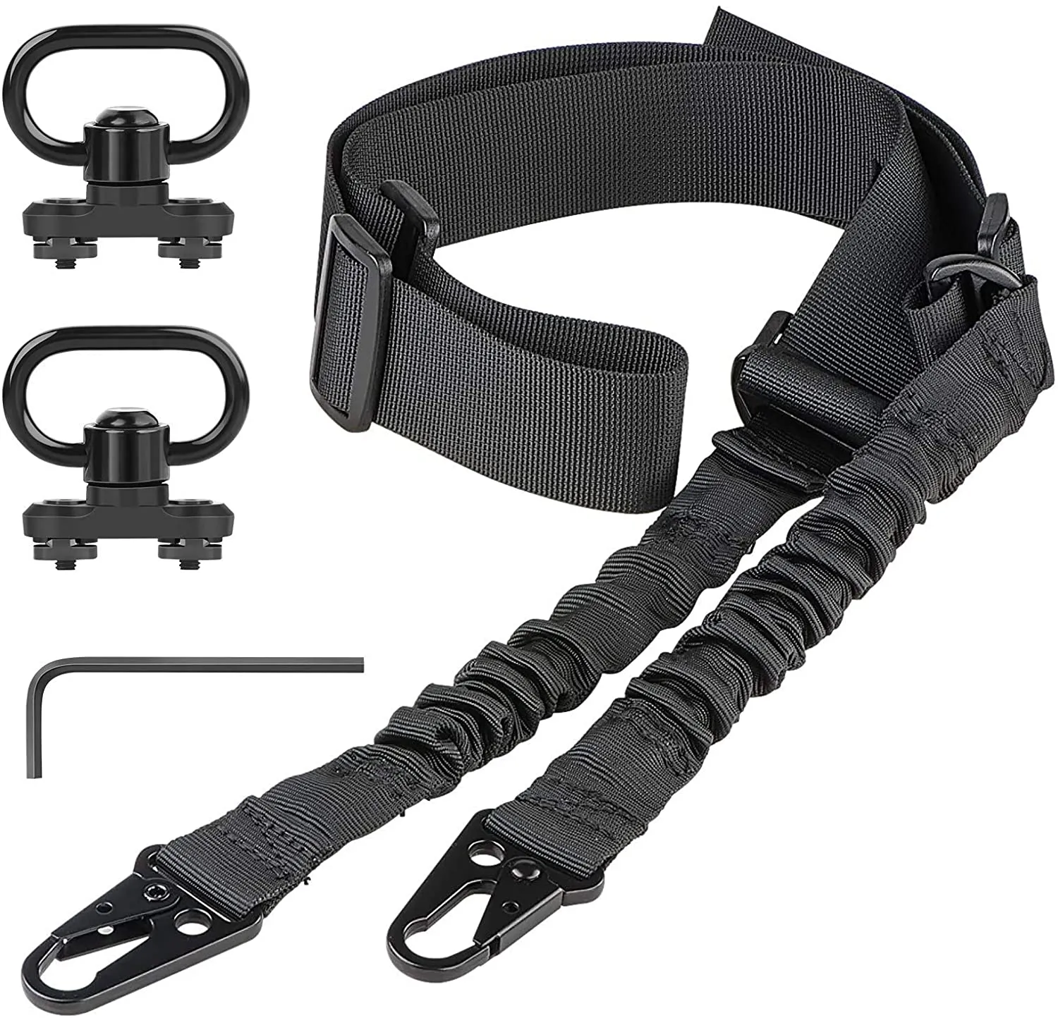 Two Point Rifle Sling Quick Adjust with 2 Pack QD Tactical Strap Swivels Mount