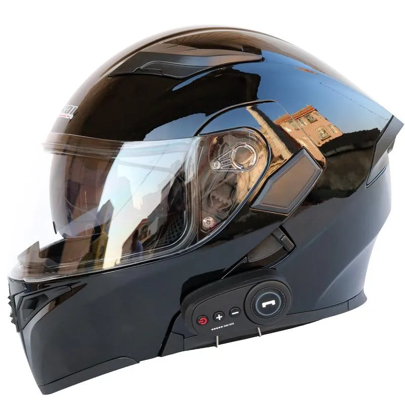 Motorcycle Helmets SD Men Women Bluetooth Helmet Flip Up DOT Approved Waterproof Double Anti-Scratch Anti-Fog Visors Washable Liner