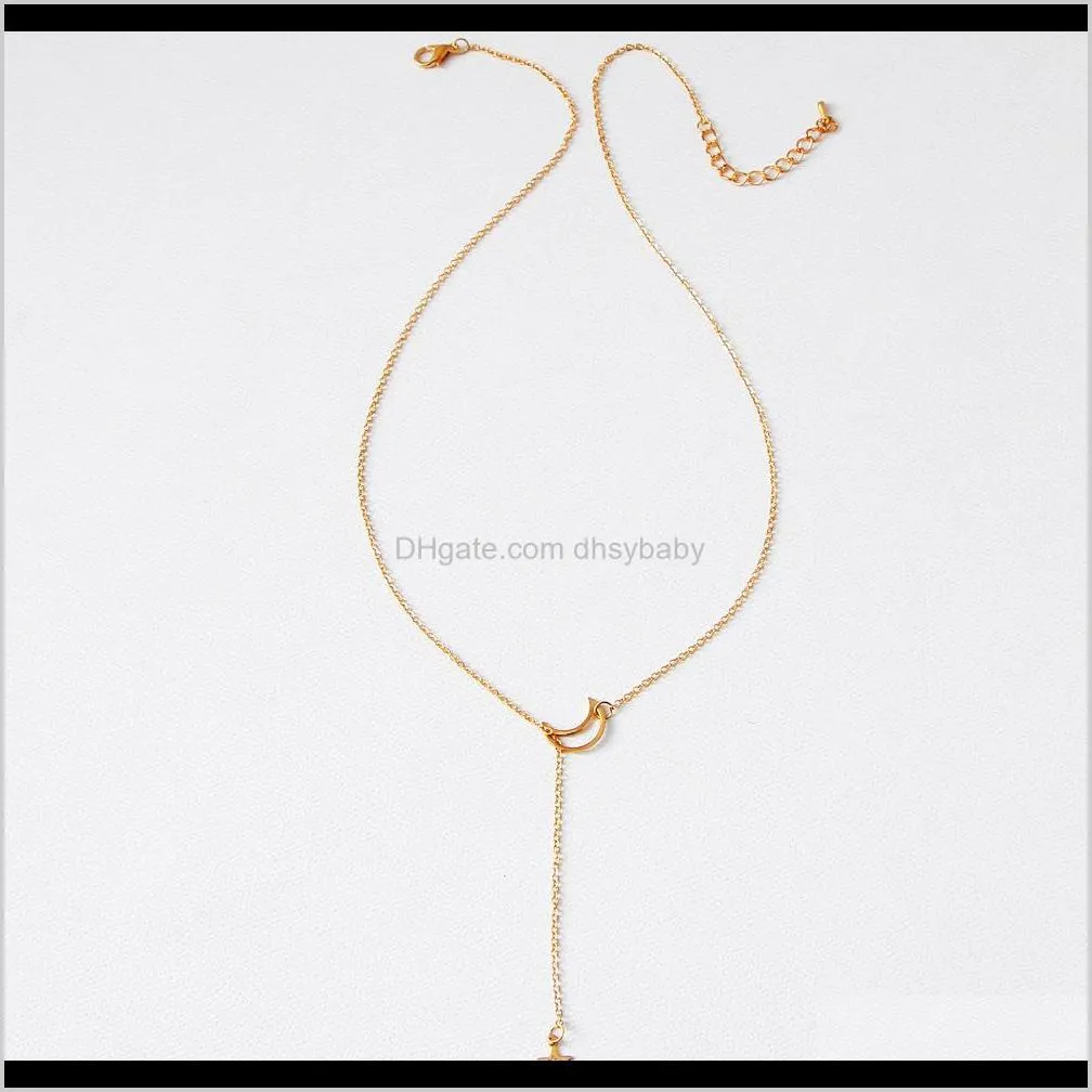 women bohemian simple retro necklace moon star style pendant necklace geometric gold necklace chain fashion jewelry