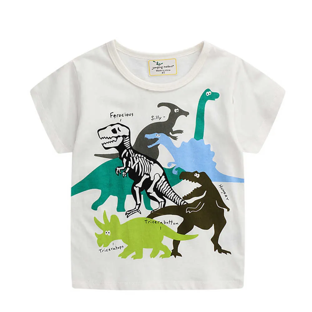 Saut mètres arrivée été dinosaures imprimer mignon coton garçons filles t-shirts vente bébé vêtements hauts 210529