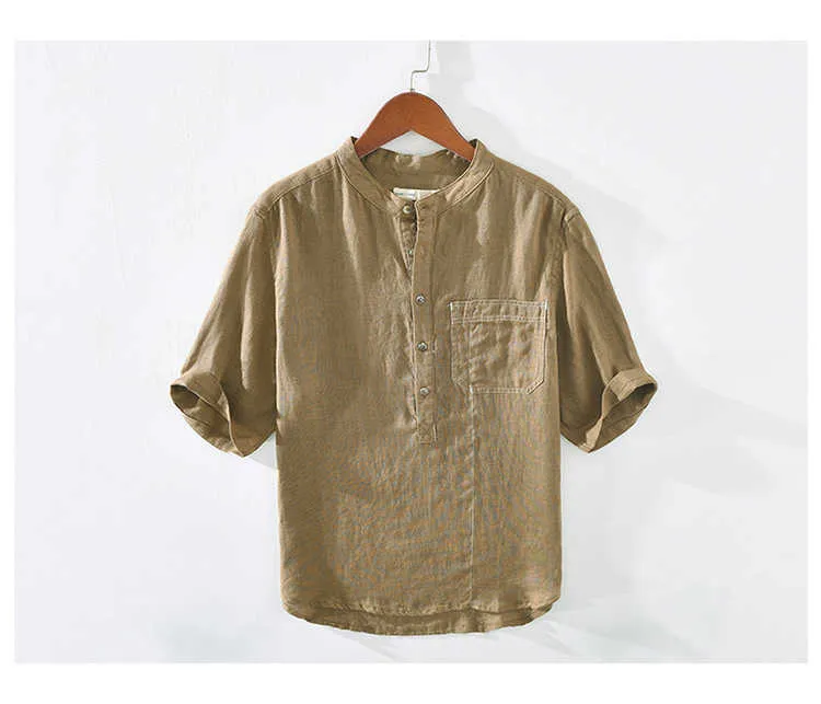 シャツ HUECLOSET Stripe Linen Short Sleeve Shirt AW5059s.jpg