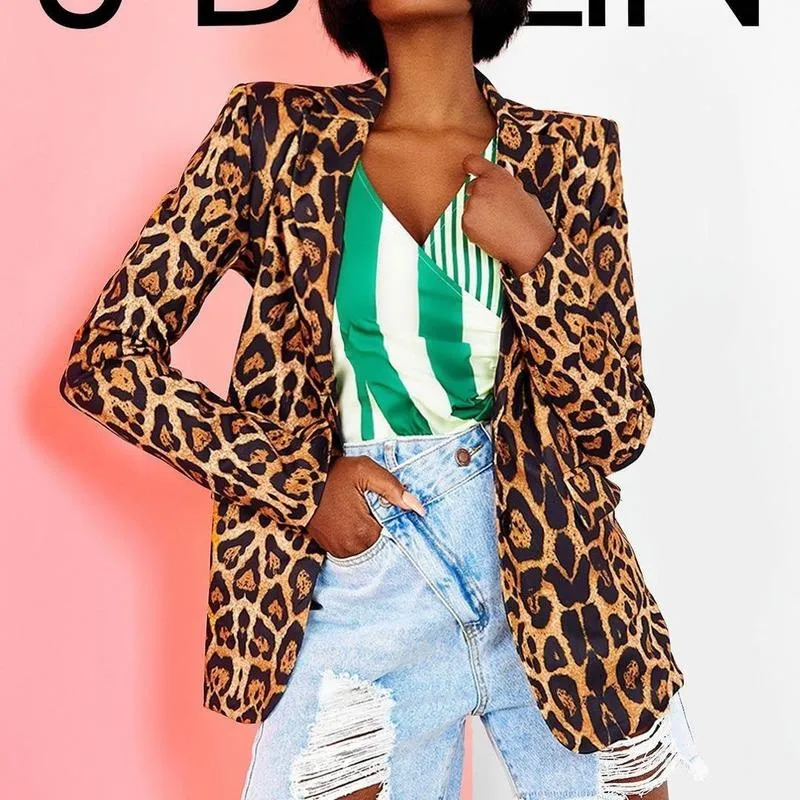 Fatos femininos blazers versão coreana da jaqueta 2021 outono pequeno terno leopardo impressão moda moda