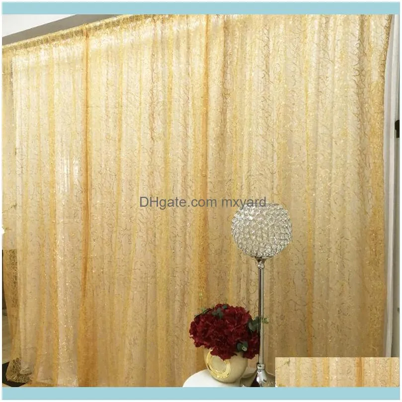Curtain & Drapes 2021 June Arrival 3m Hx 3mW White Silk Gold Sequin Mesh Drape Wedding Backdrop