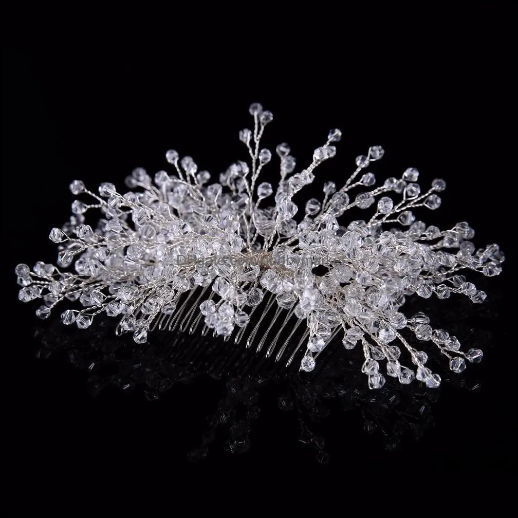 2017 Elegant Wedding Bridal Hair Accessories Jewelry Handmade Crystal Rhinestone Bridal Party Prom Pageant Hair Comb Hairpins