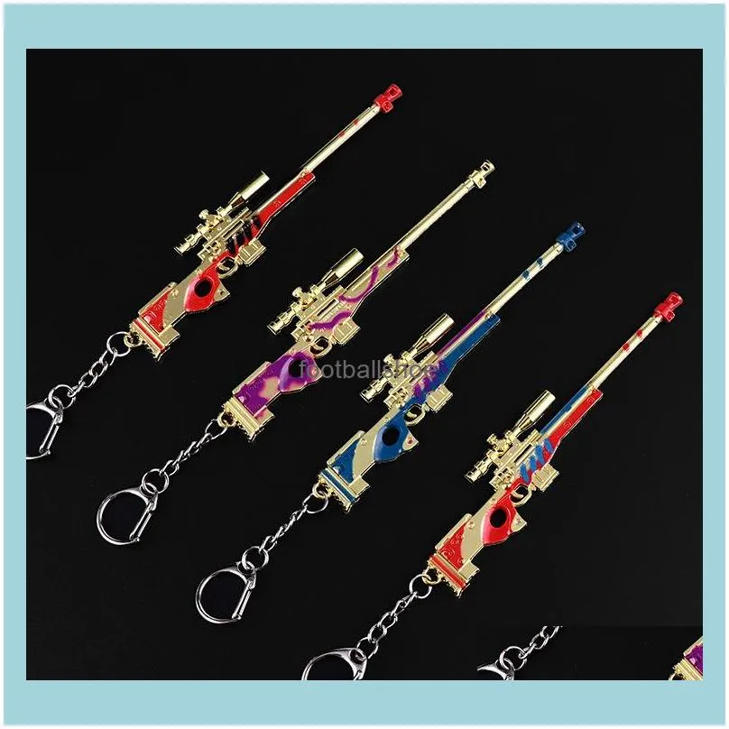 12cm High Quality Game Keychains PUBG Metal Mini Gun Weapon Model Keychain Creativity Sniper Rifle Car Key Rings Jewelry Accessories