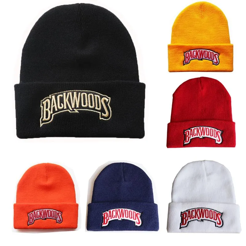 Chapeaux de fête unisexe tricoté chapeau bonnets Backwoods lettrage casquette femmes hiver pour hommes chaud mode solide hip-hop bonnet casquettes