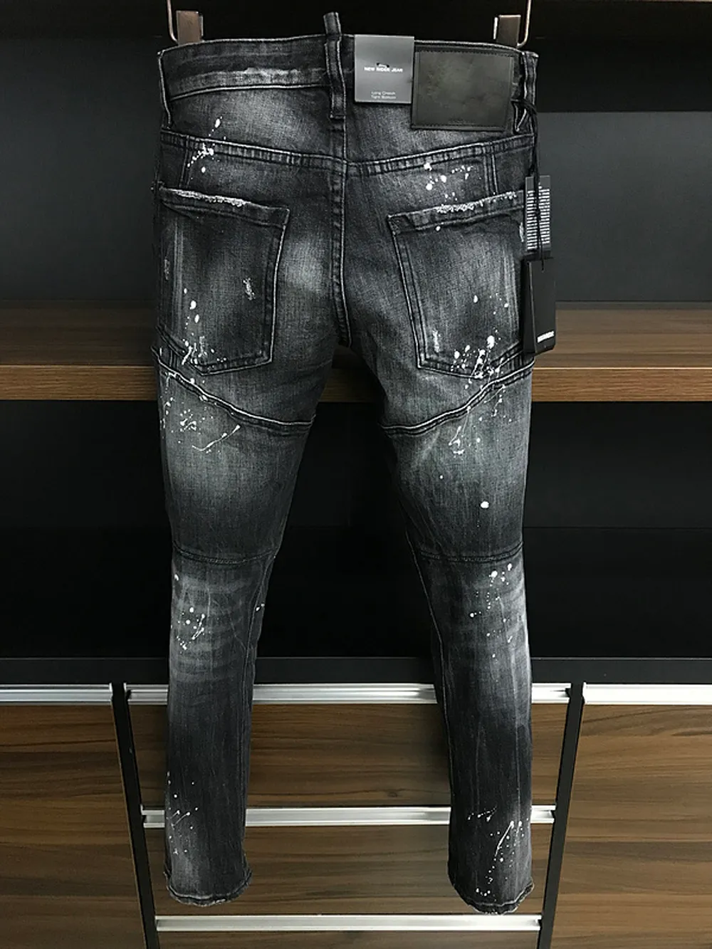 S män jeans hål ljusblå mörkgrå Italien varumärke mans långa byxor byxor streetwear denim mager smal rak d2 299y