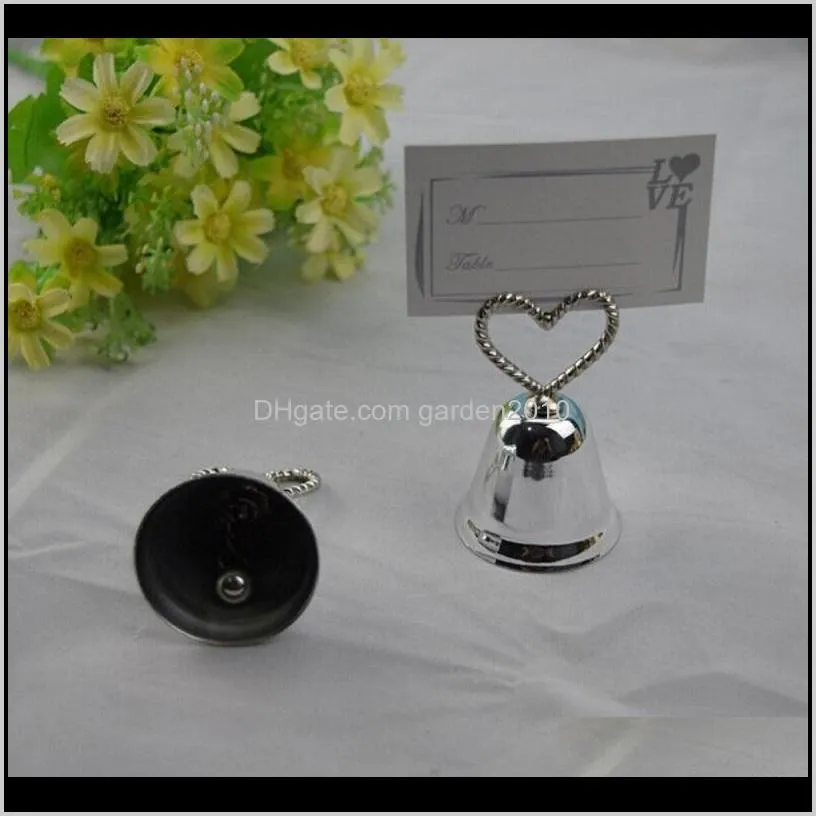  shipping fashion heart bell place card holder wedding favors table card holders wholesale wa4005