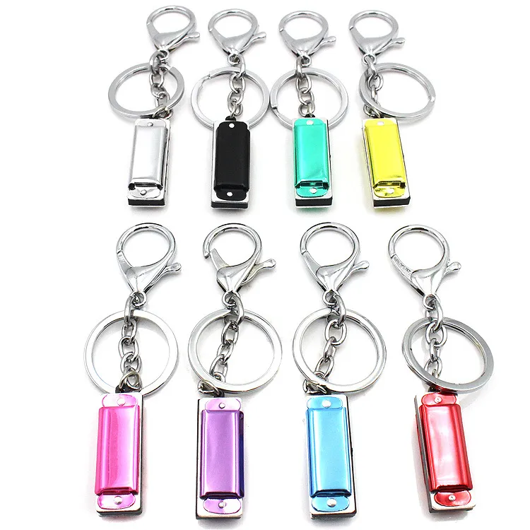 Mini 4 отверстия KeyChain Harmonica Key Chain Key Gift Key Rings