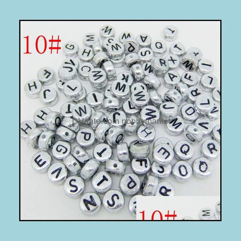 Hot ! 500 pcs 7mm Acrylic Mixed Alphabet Letter Coin Round Flat Loose Spacer Beads 15- style Pick