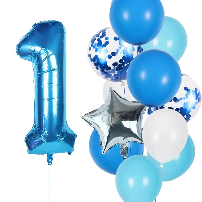 Decorazione Feste 12 Pezzi Palloncini Compleanno Ragazzo Palloncini  Coriandoli In Lattice Blu Palloncino Numero 40 Pollici Bambini 1 2 3 4 5 6 7  8 9 Da 9,13 €