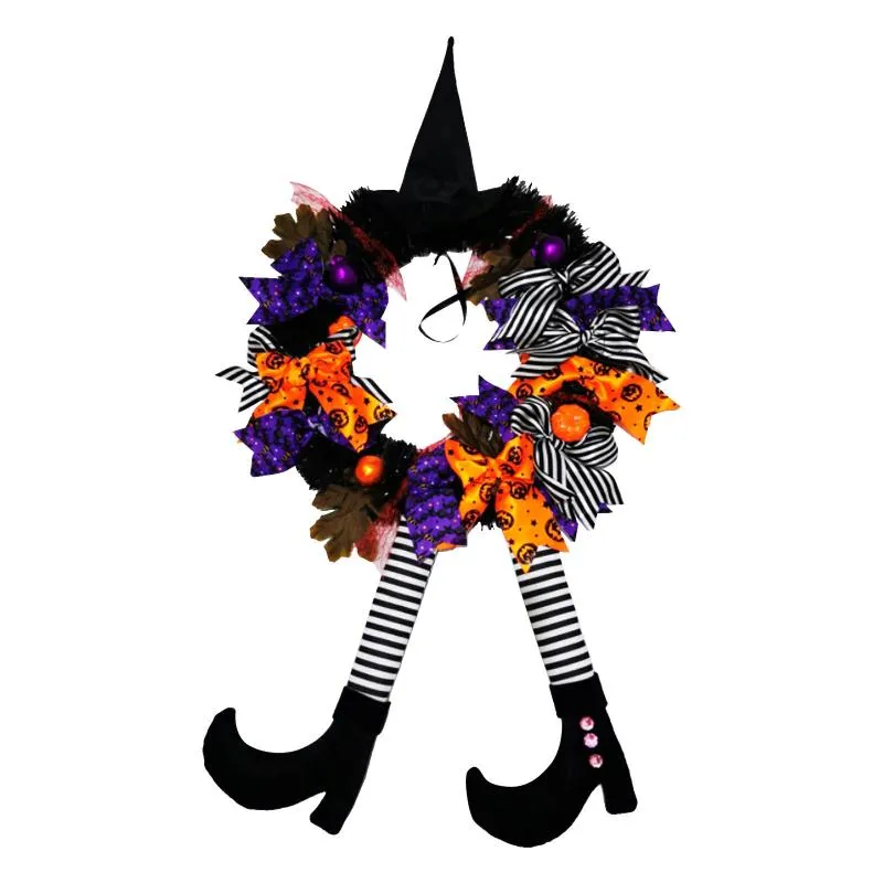 Fiori decorativi Corone di Halloween Flower Ring Ghirlande Ghirlande Porta creativa Appeso Ghost House Decoration Pendant Happy Party Supplies