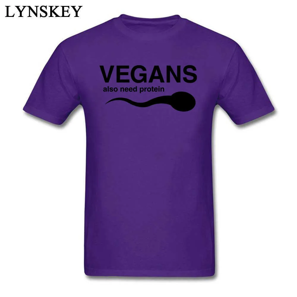 Design T Shirts Company Round Neck Vegans Also Need Protein 100% Cotton Adult Tops Shirt Design Short Sleeve Tee-Shirts Vegans Also Need Protein purple