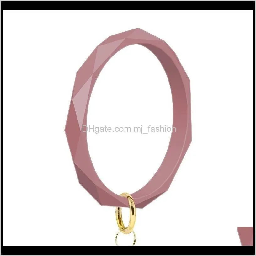 monogrammed silicone wristlet keychain bracelet bangle keyring large circle key ring faced silicone bracelet holder for women girls 5